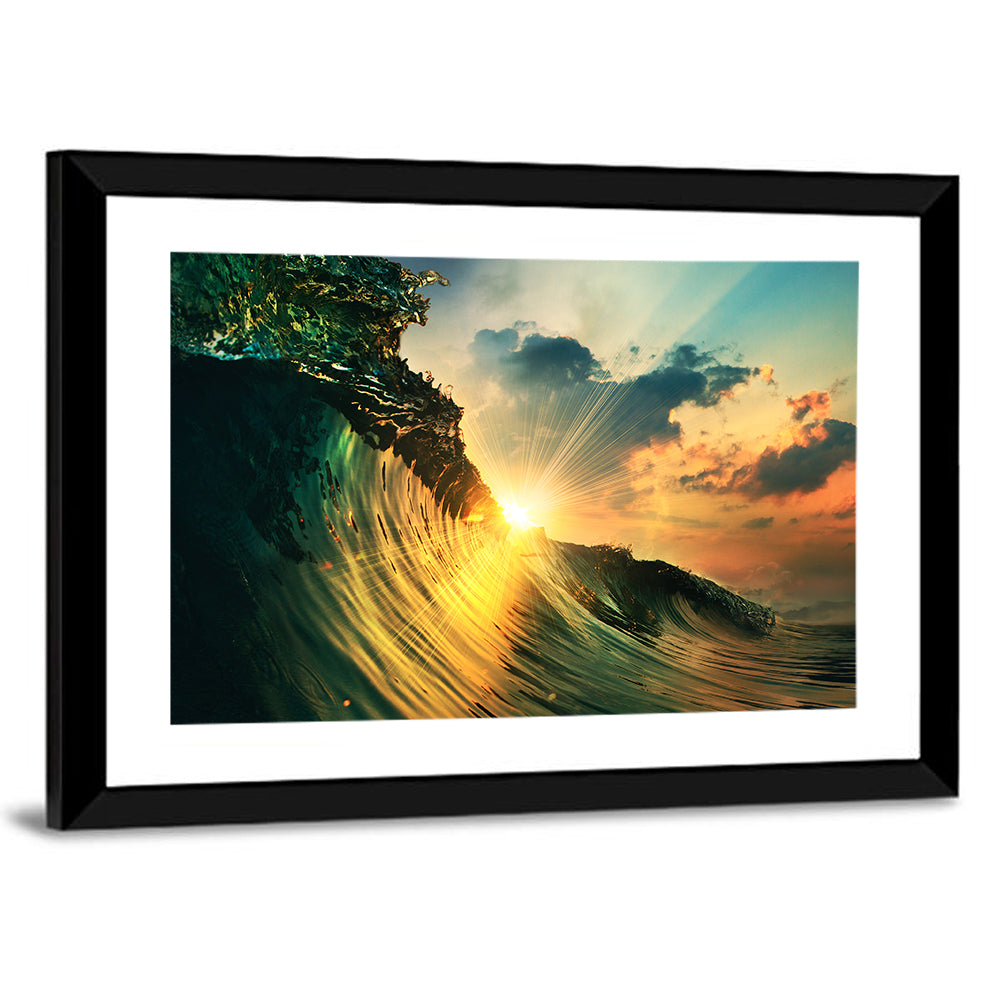 Sunset Through a Curling Wave Wall Art