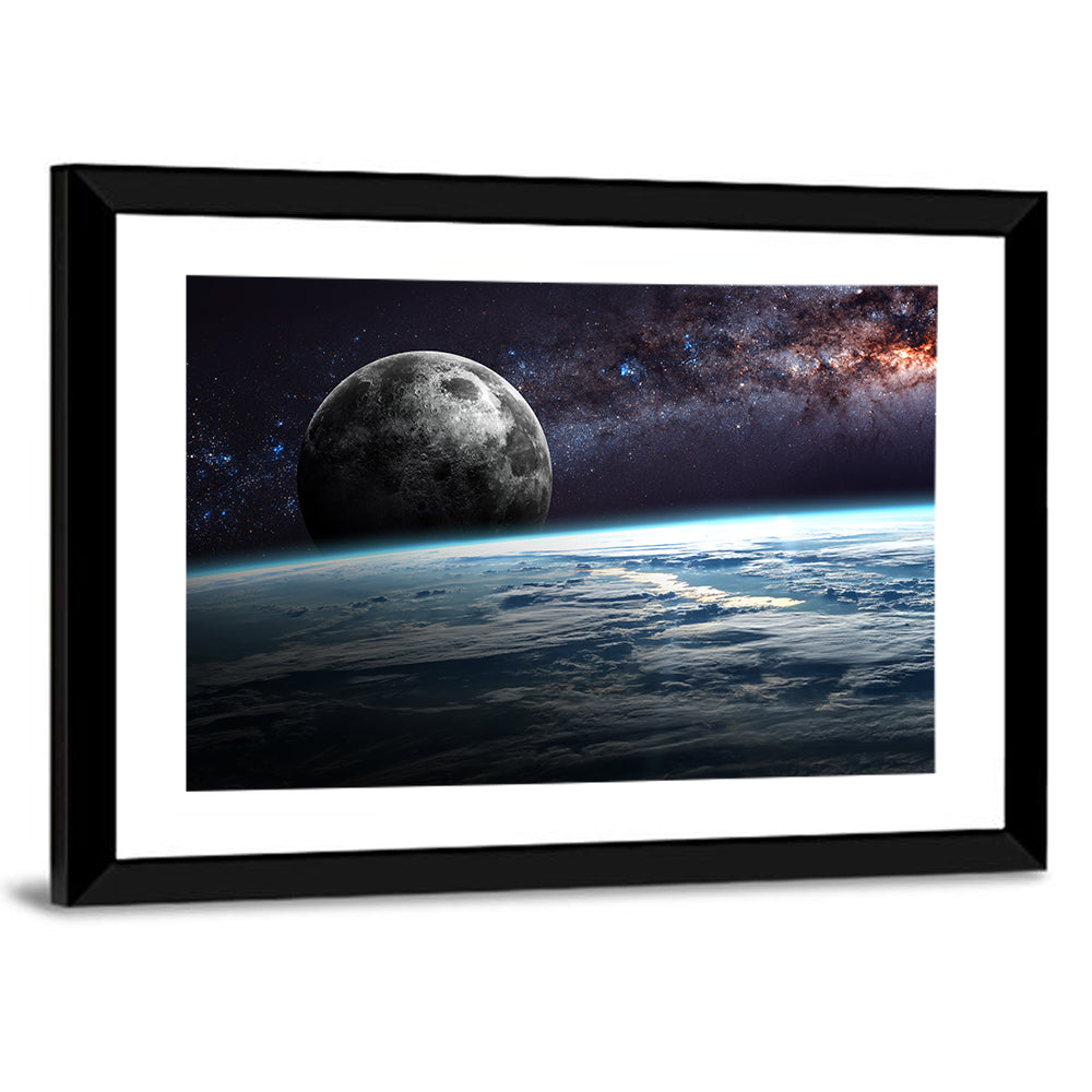 Rising Moon Above Earth Horizon Wall Art
