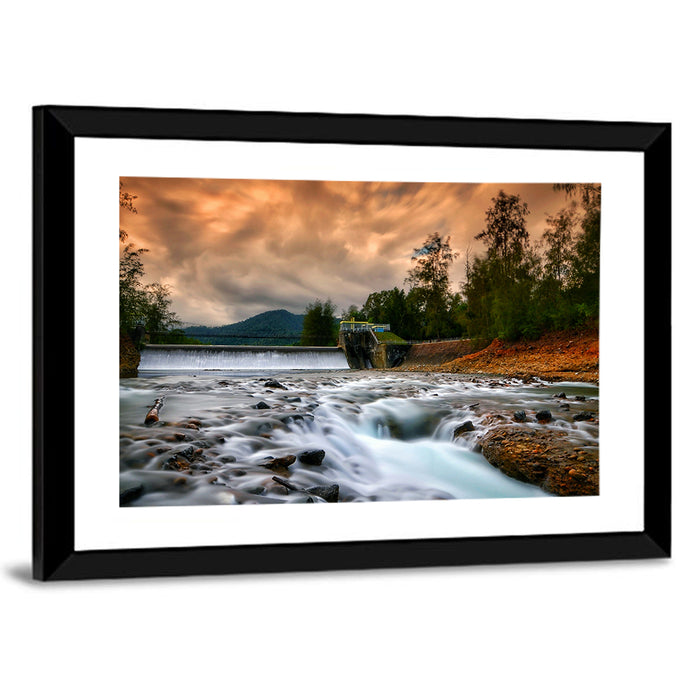 Mentawa Dam at Dusk Wall Art as a framed print