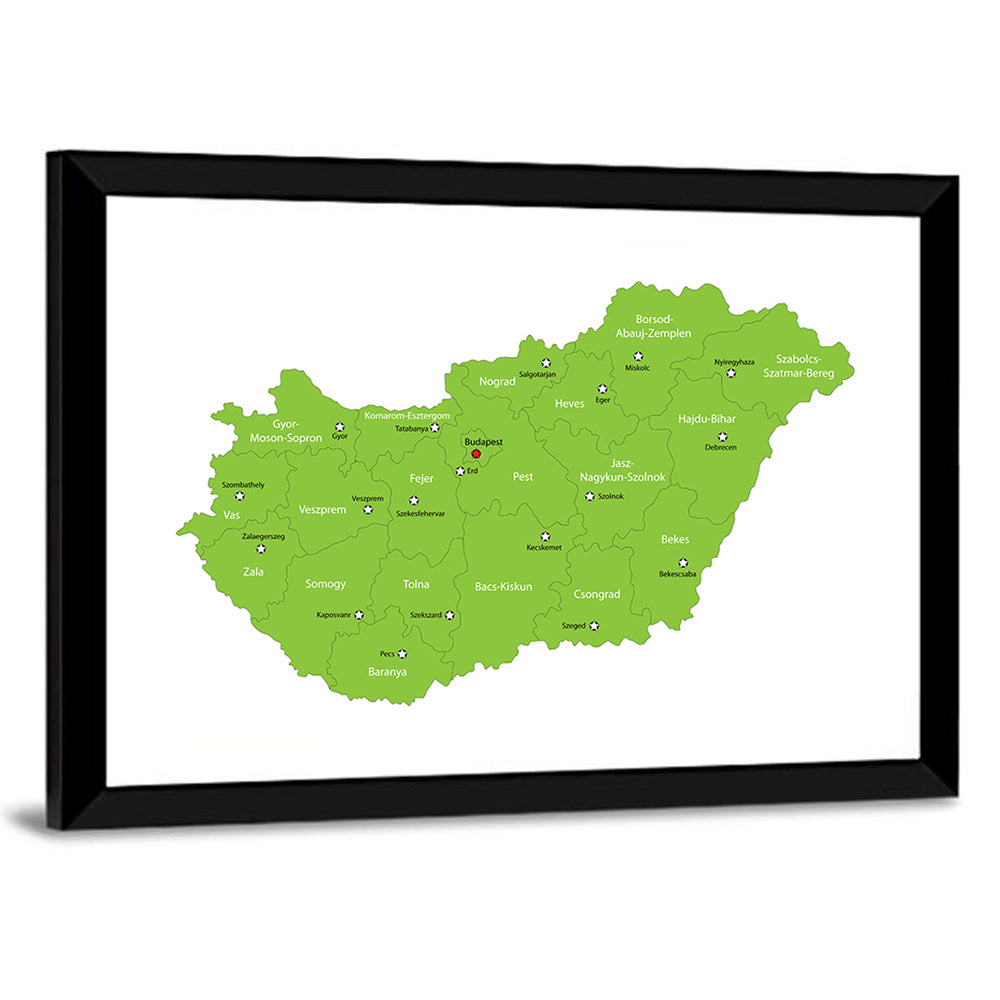 Hungary Administrative Map Wall Art