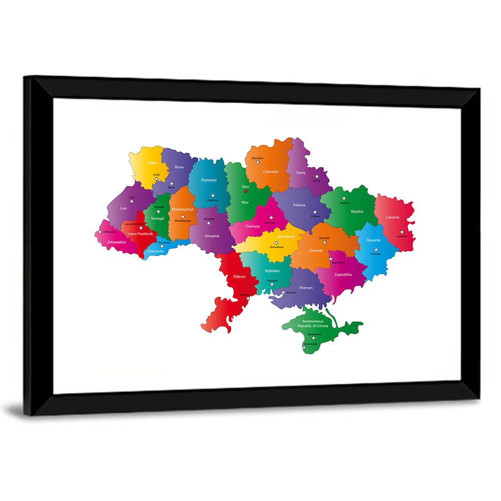 Colorful Ukraine Map Wall Art