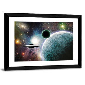 Space Craft Near Planet Wall Art