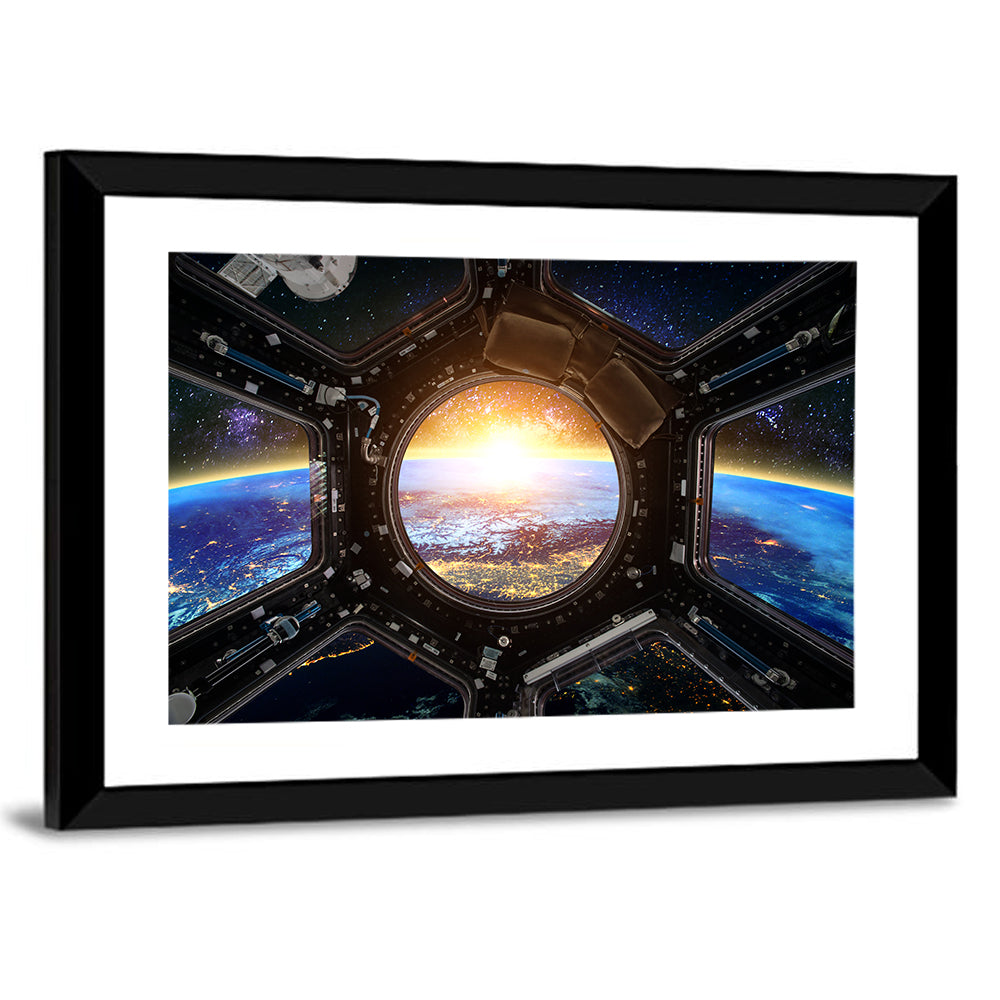 Earthrise Through Spacecraft Window Wall Art