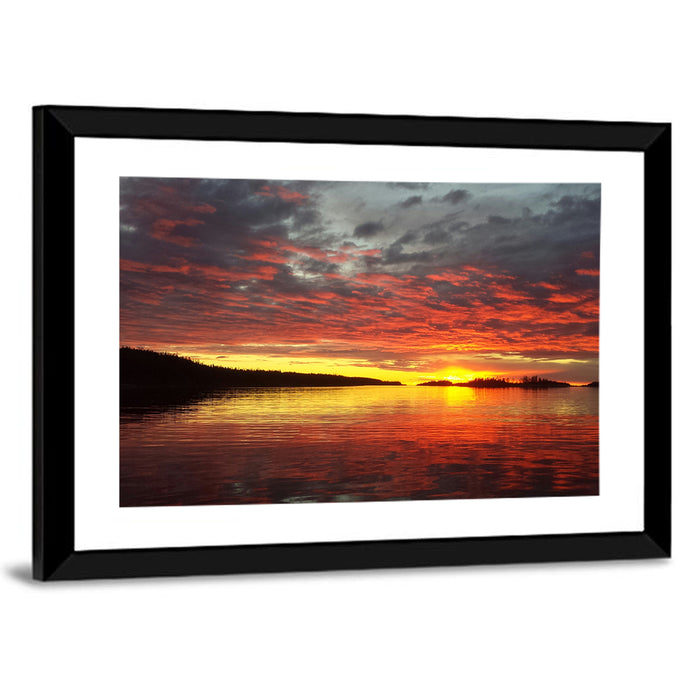 Lake Athabasca Sunset Reflection Wall Art as a framed print