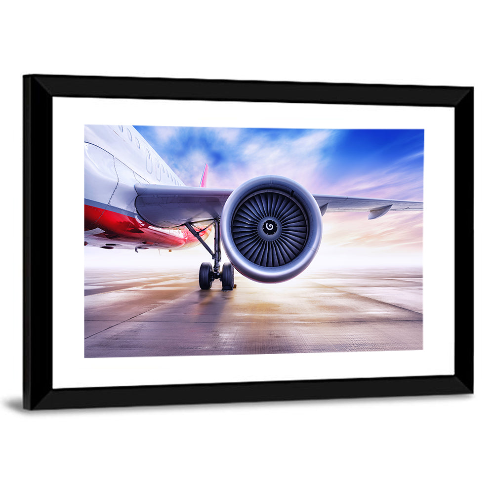 Low Angle Jet Engine on Tarmac Wall Art