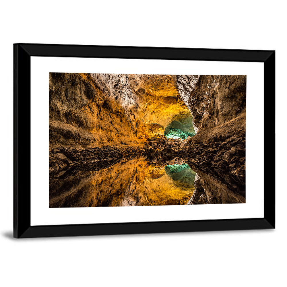 Glowing Green Cave Reflection Wall Art