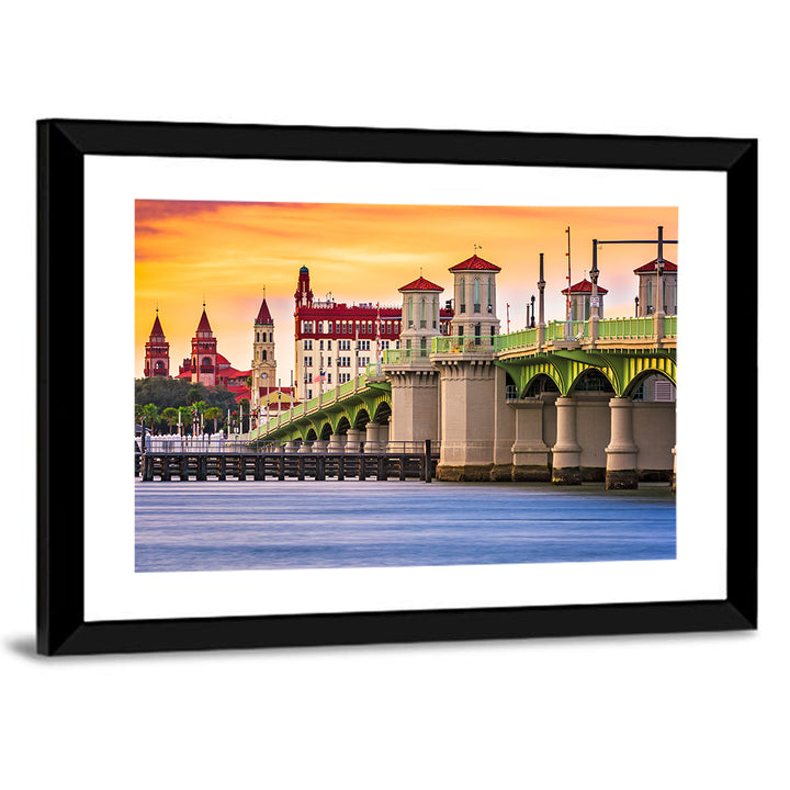 Saint Augustine Bridge of Lions at Dusk Wall Art