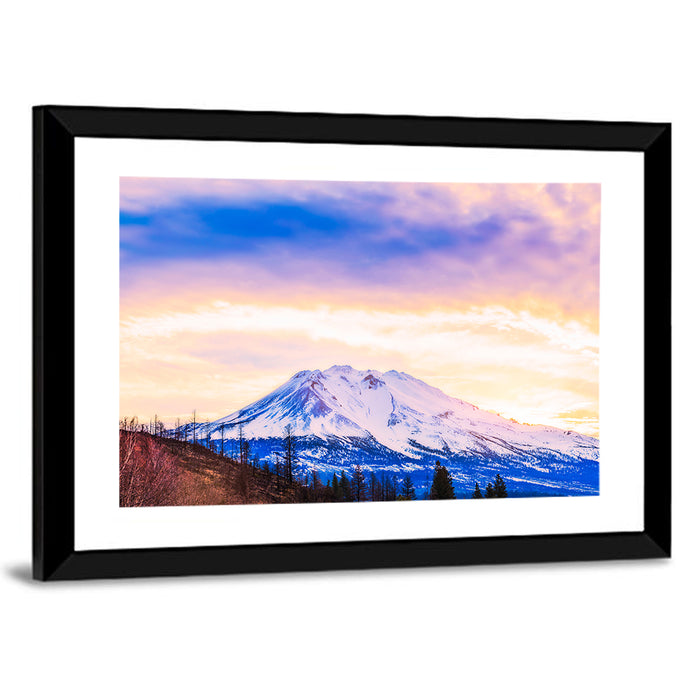 Sunset Over Mount Shesta Wall Art as a framed print