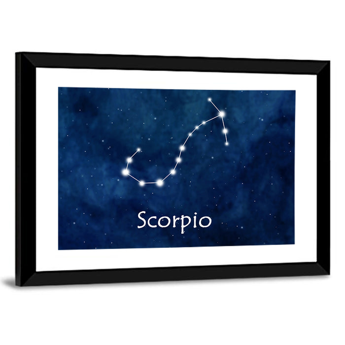 Scorpio Constellation Wall Art as a framed print