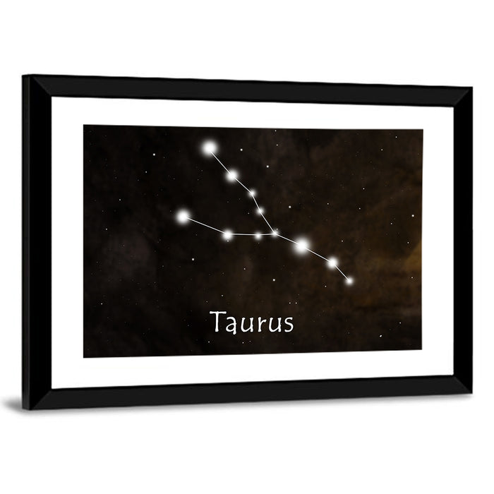 Taurus Constellation Chart Wall Art as a framed print