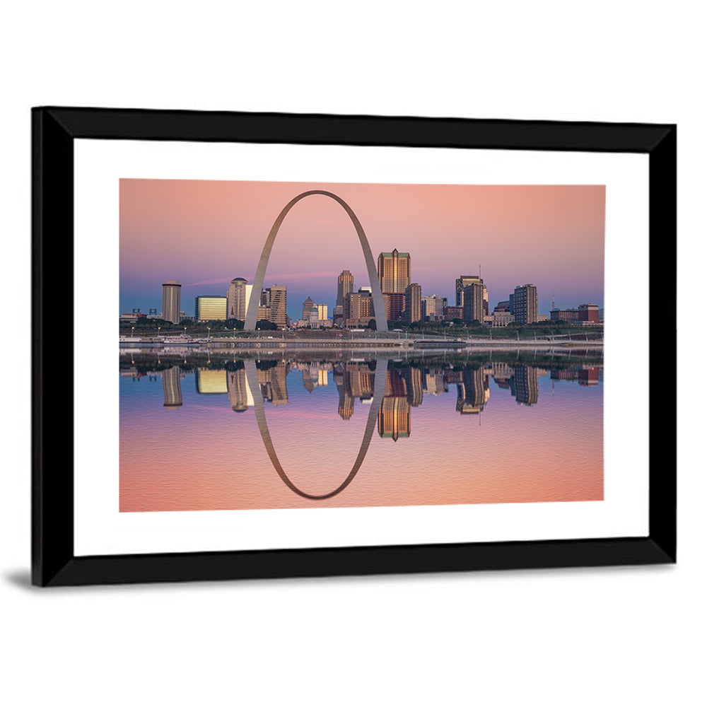 St Louis Skyline Along Mississippi River Wall Art