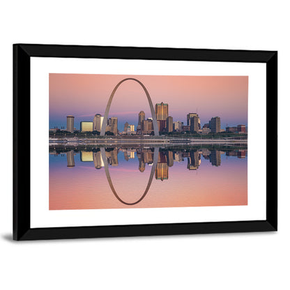 St Louis Skyline Along Mississippi River Wall Art