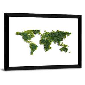 Green Trees World Map Wall Art