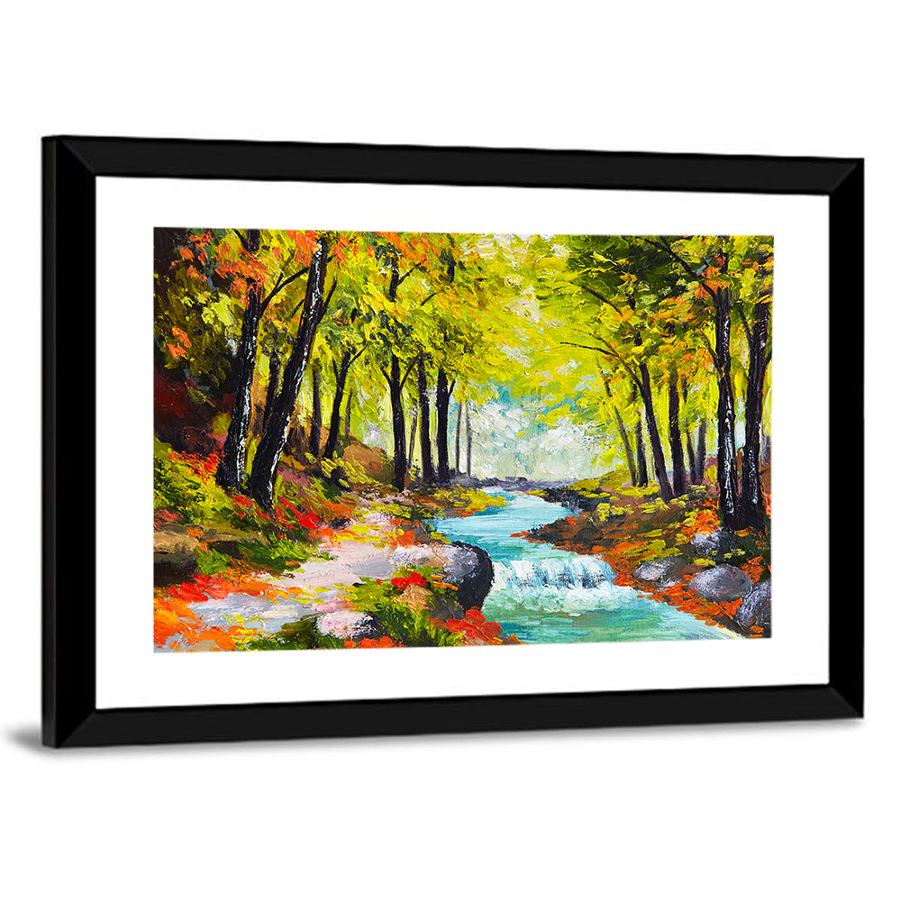 River In Autumn Forest Wall Art