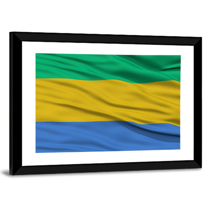Gabon National Flag Wall Art as a framed print