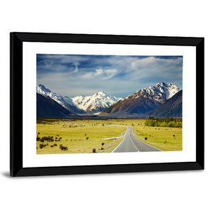 Road & Snowy Mountains In New Zealand Wall Art