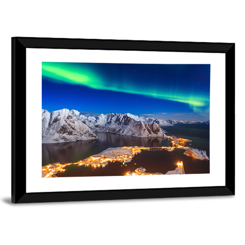 Aurora Borealis Over Reinebringen Mountain Ridge Wall Art