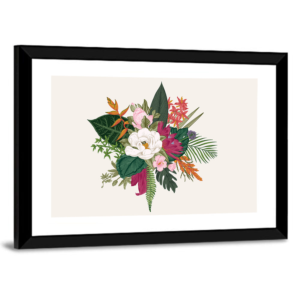 Tropical Bouquet with White Flower Wall Art