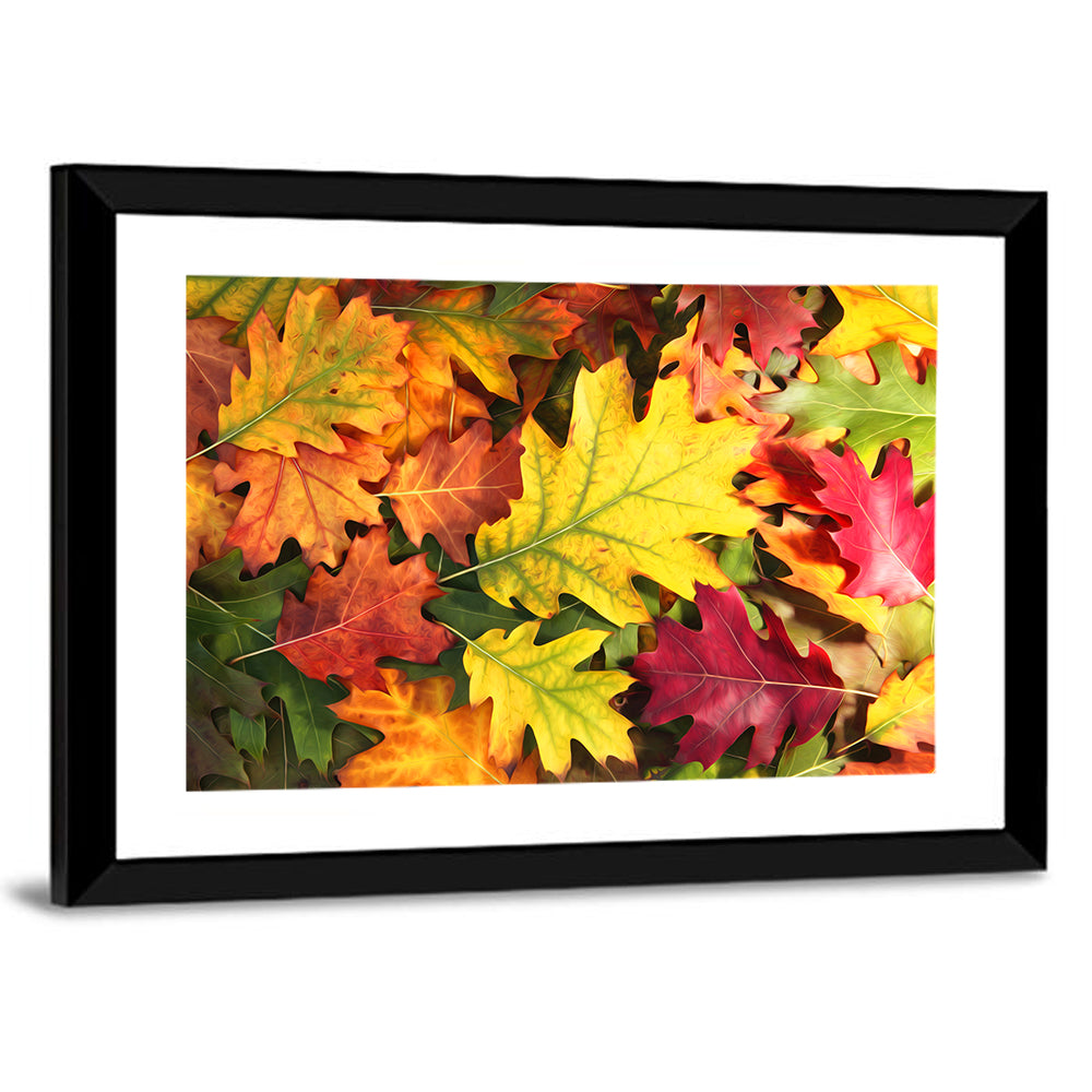 Painterly Autumn Oak Leaves Wall Art