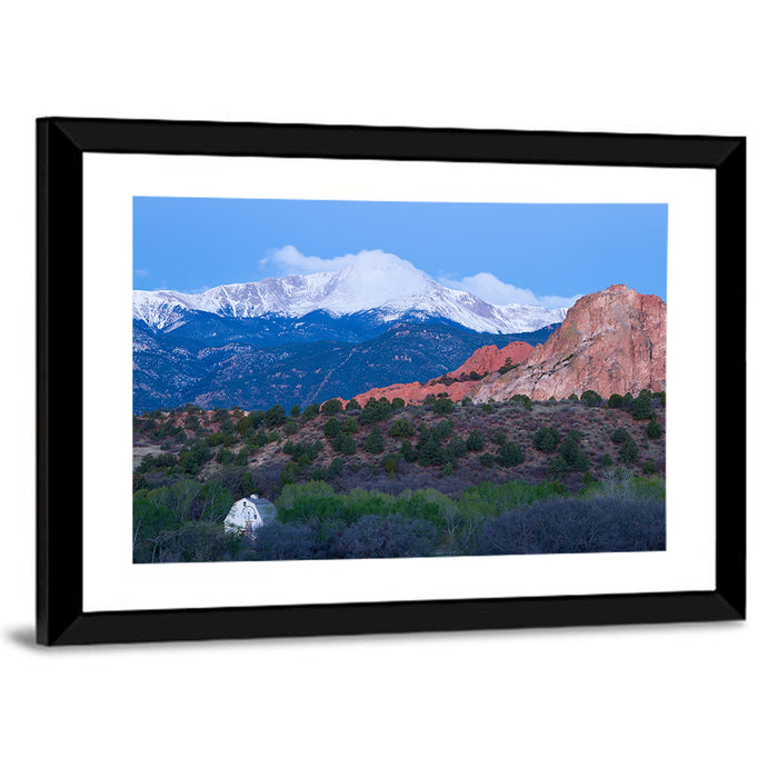 Pikes Peak Mountain Wall Art as a framed print