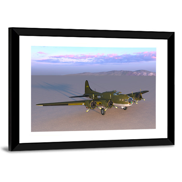 US Four-engine Propeller Bomber Wall Art as a framed print