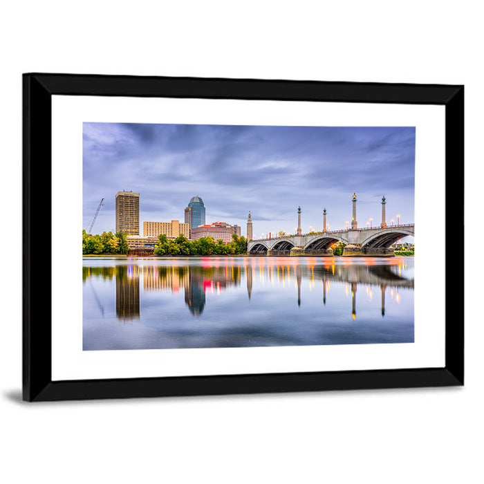 Springfield Skyline with Memorial Bridge Wall Art as a framed print