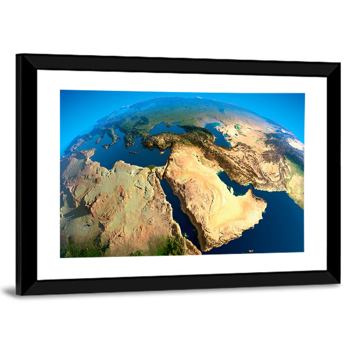 Satellite View of the Middle East Wall Art as a framed print