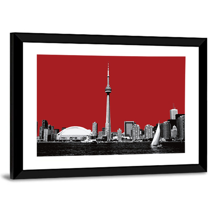 Toronto Skyline Silhouette Wall Art as a framed print
