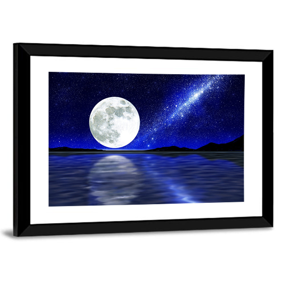 Moonlit Lake Reflection Wall Art