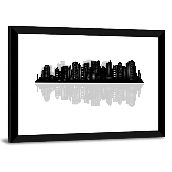 New York Skyline Silhouette Wall Art as a framed print