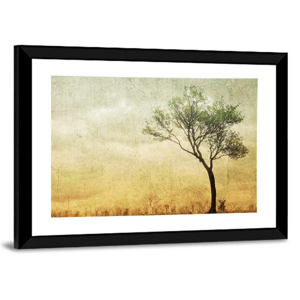 Surreal Tree with Cracked Paint Texture Wall Art