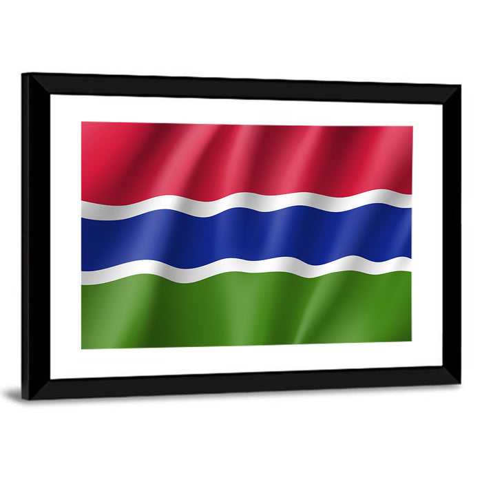 Gambia National Flag Wall Art as a framed print