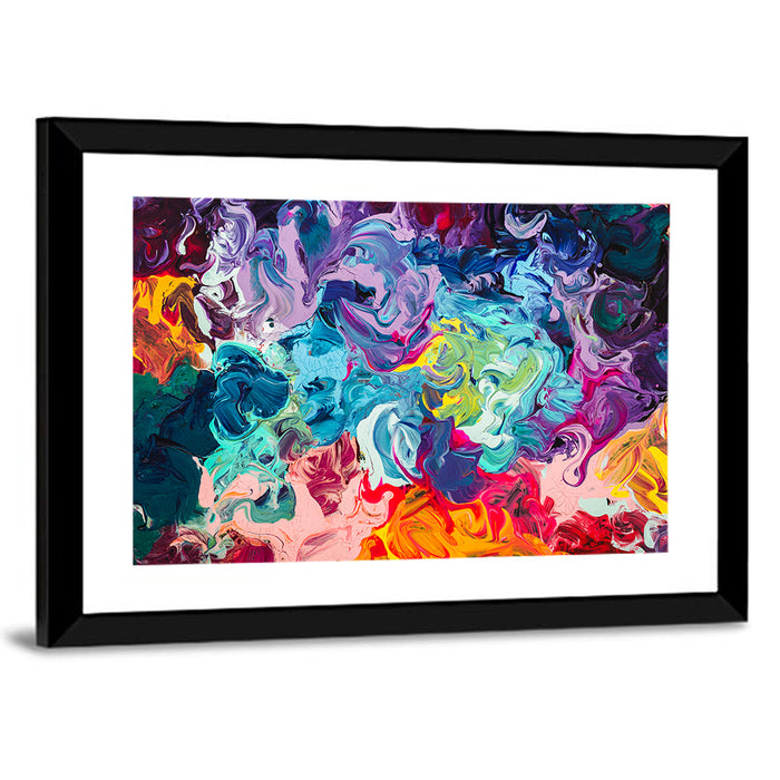 Vibrant Acrylic Swirls Wall Art as a framed print