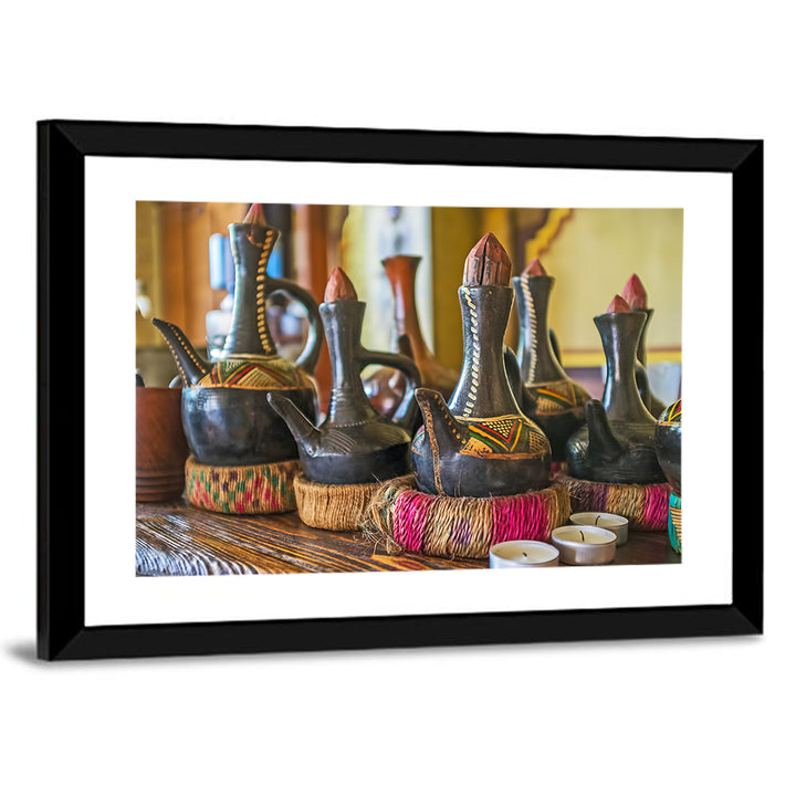 Clay Pots on African Cafe Counter Wall Art