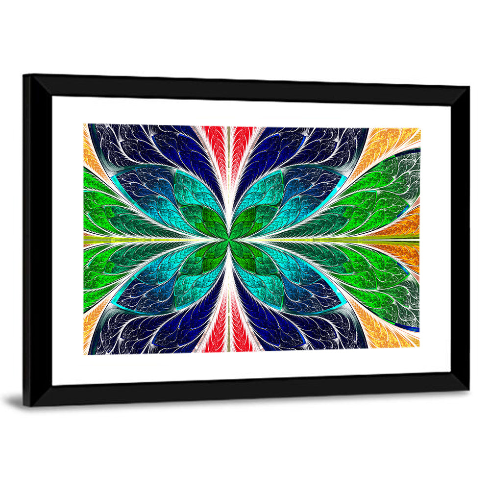 Stained Glass Fractal Floral Pattern Wall Art