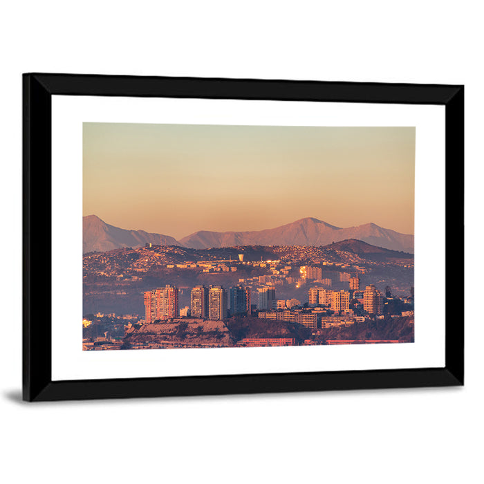 Valparaiso Hills at Golden Hour Wall Art as a framed print