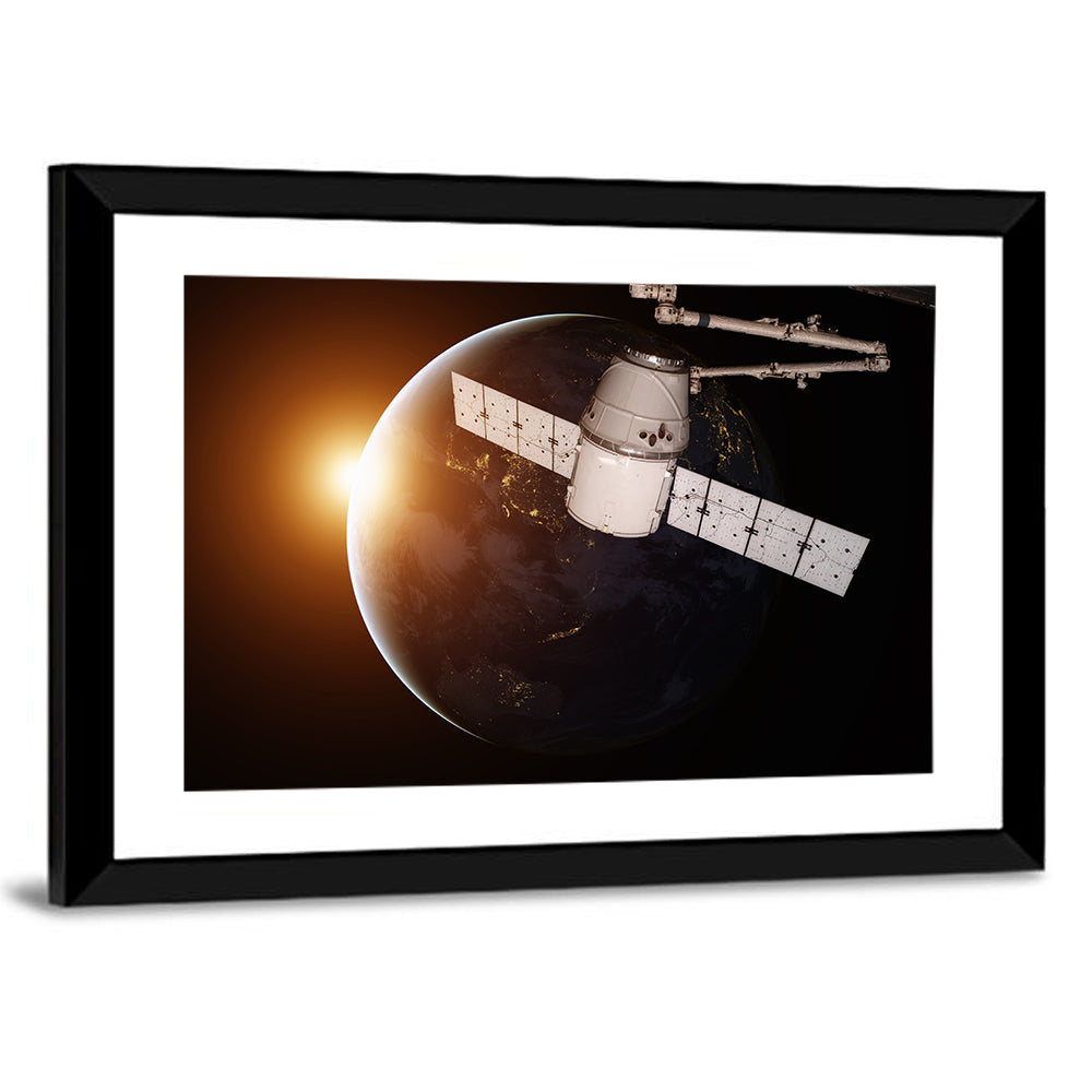 Satellite Over Earth at Sunrise Wall Art