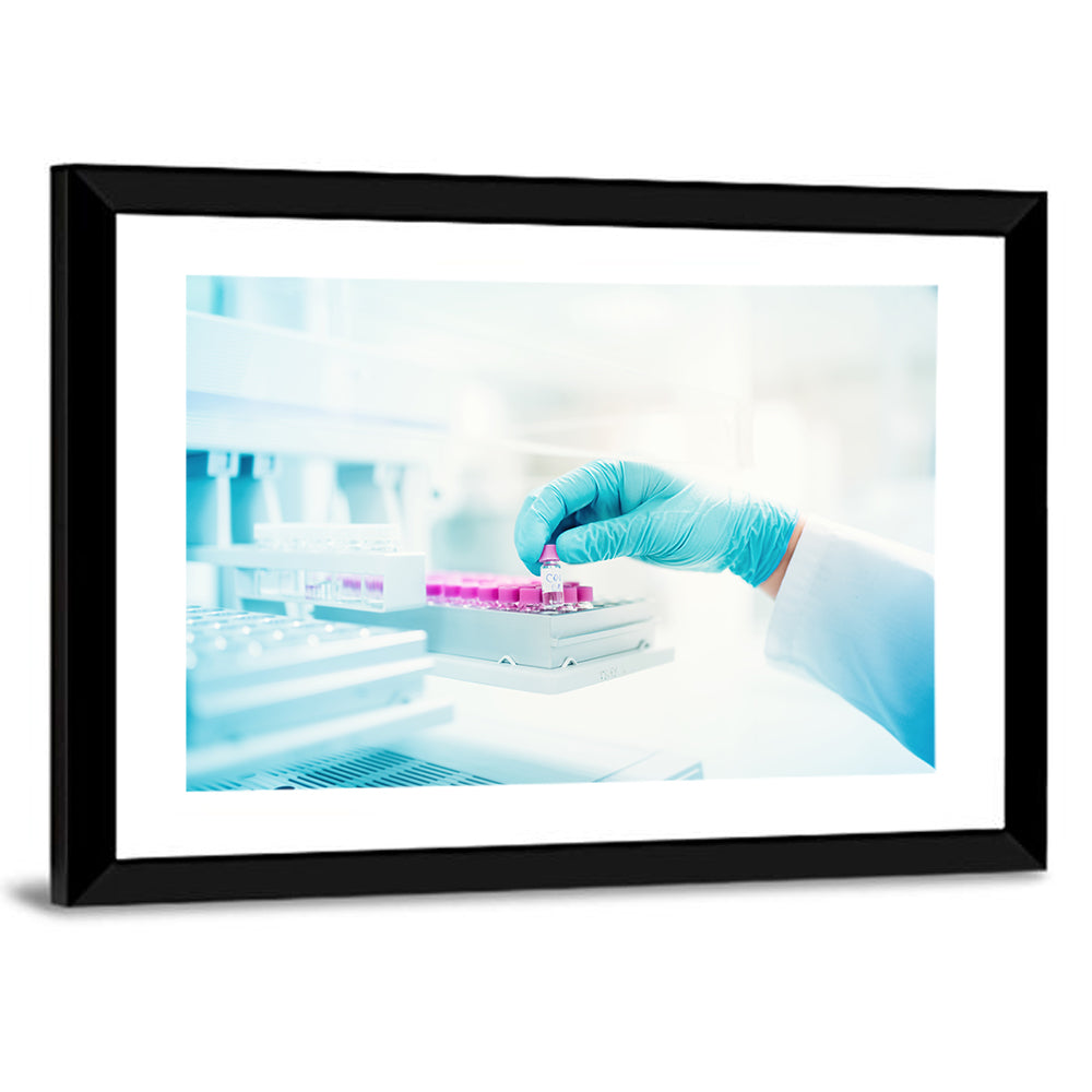 Gloved Hand Placing Vial in Laboratory Wall Art