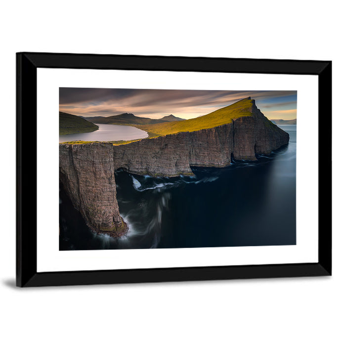 Sørvágsvatn Lake on Vagar Cliffs Wall Art as a framed print