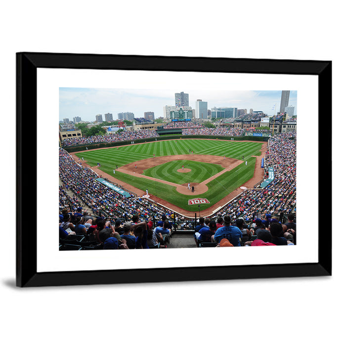 Wrigley Field Crowd Panorama Wall Art as a framed print