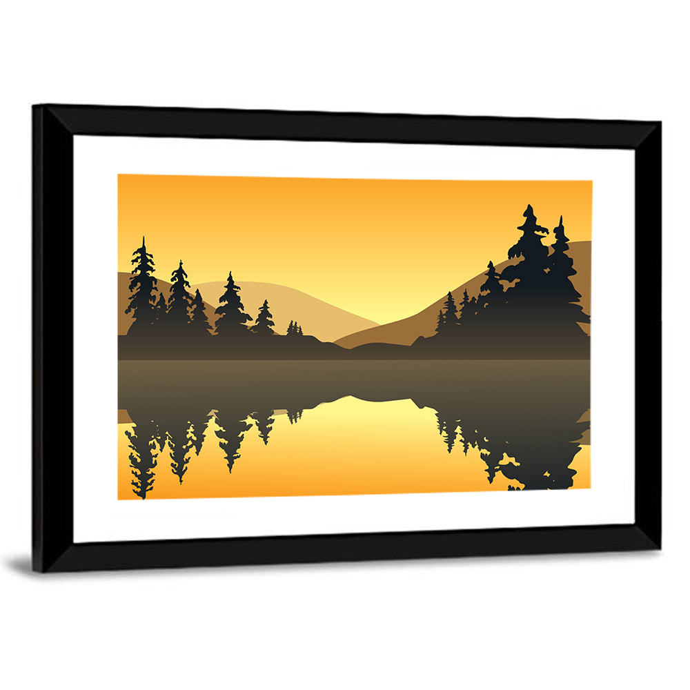Golden Hour Lake Reflection Wall Art