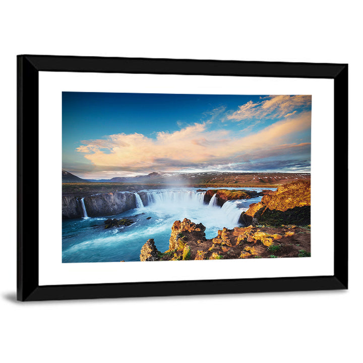 Godafoss Waterfall at Golden Hour Wall Art