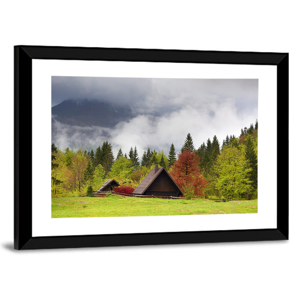 Slovenian Alps Cabin in Fog Wall Art