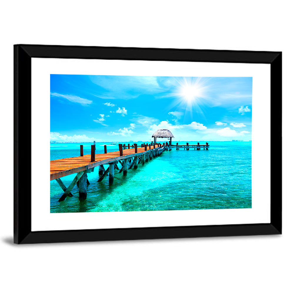 Wooden Jetty Near Cancun Wall Art