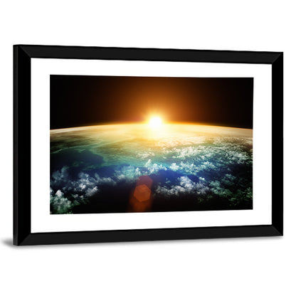 Earth With Spectacular Sunset Wall Art