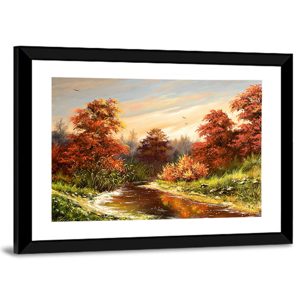 Winding Autumn River Wall Art