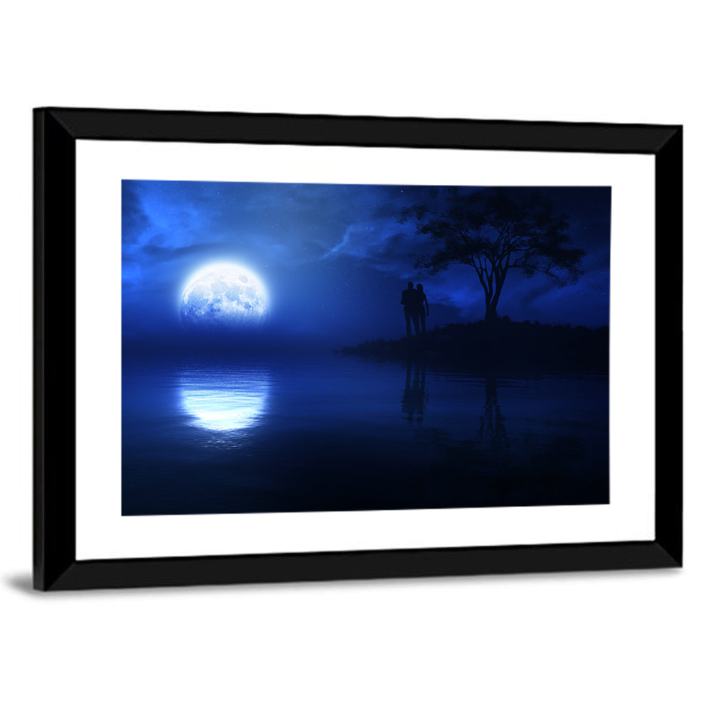 Loving Couple On Epic Fantasy Night Wall Art