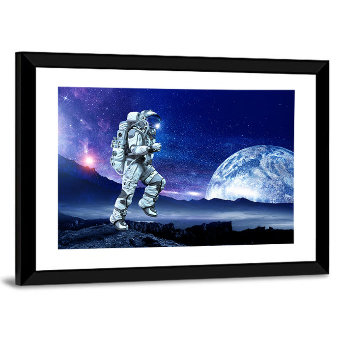 Running Astronaut Wall Art as a framed print