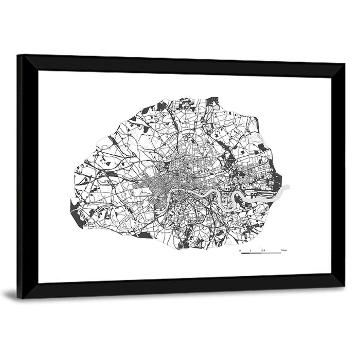London City Map Wall Art as a framed print