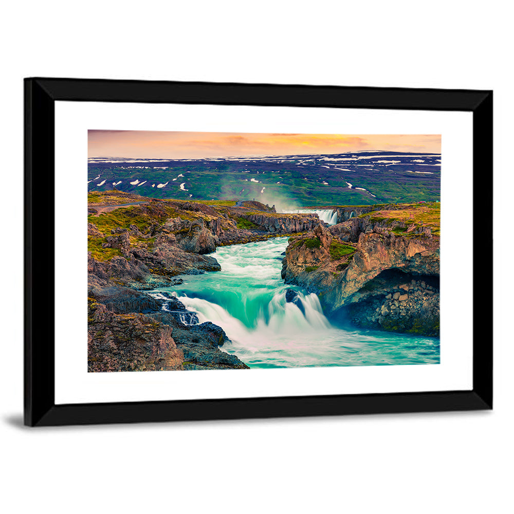 Godafoss Sunset Cascade Wall Art